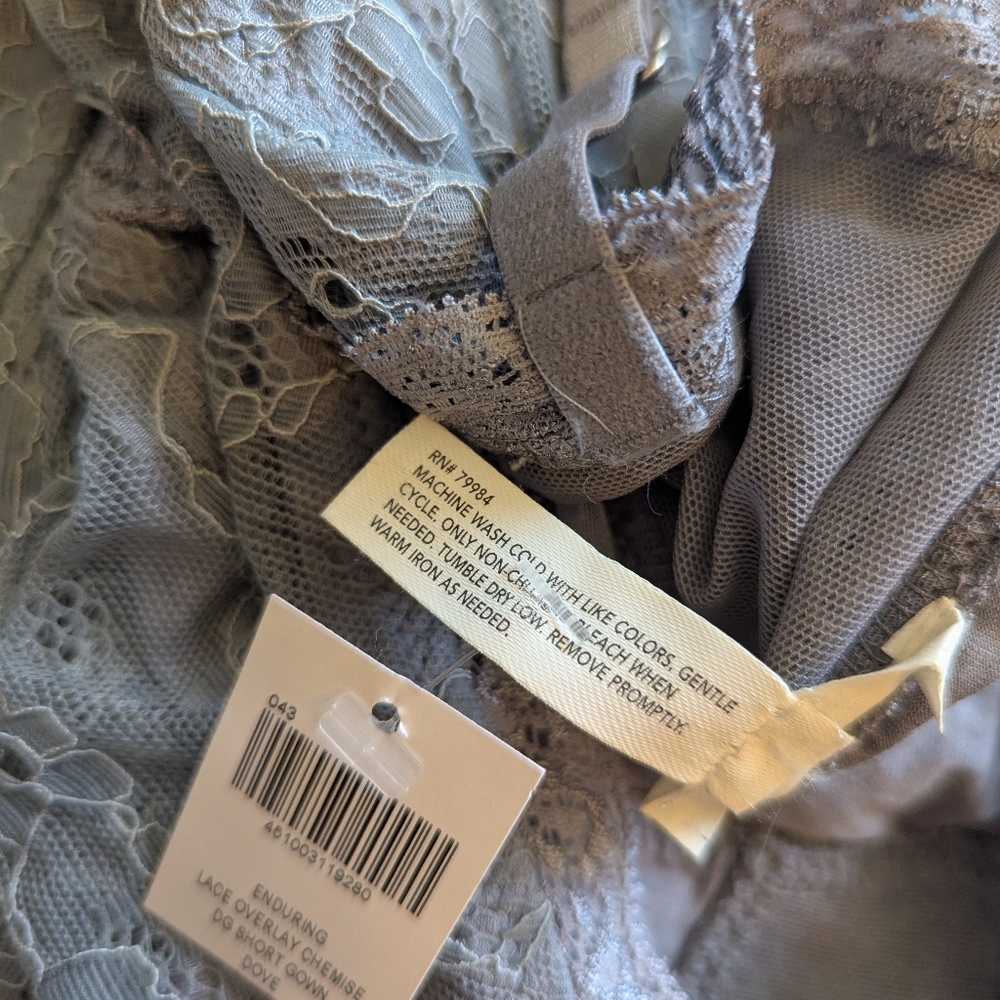 Soma dove gray lace overlay nightgown sleepwear size L NWT - Picture 5 of 8